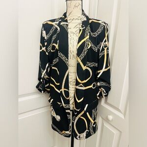 Boohoo Black and Gold Patterned Blazer